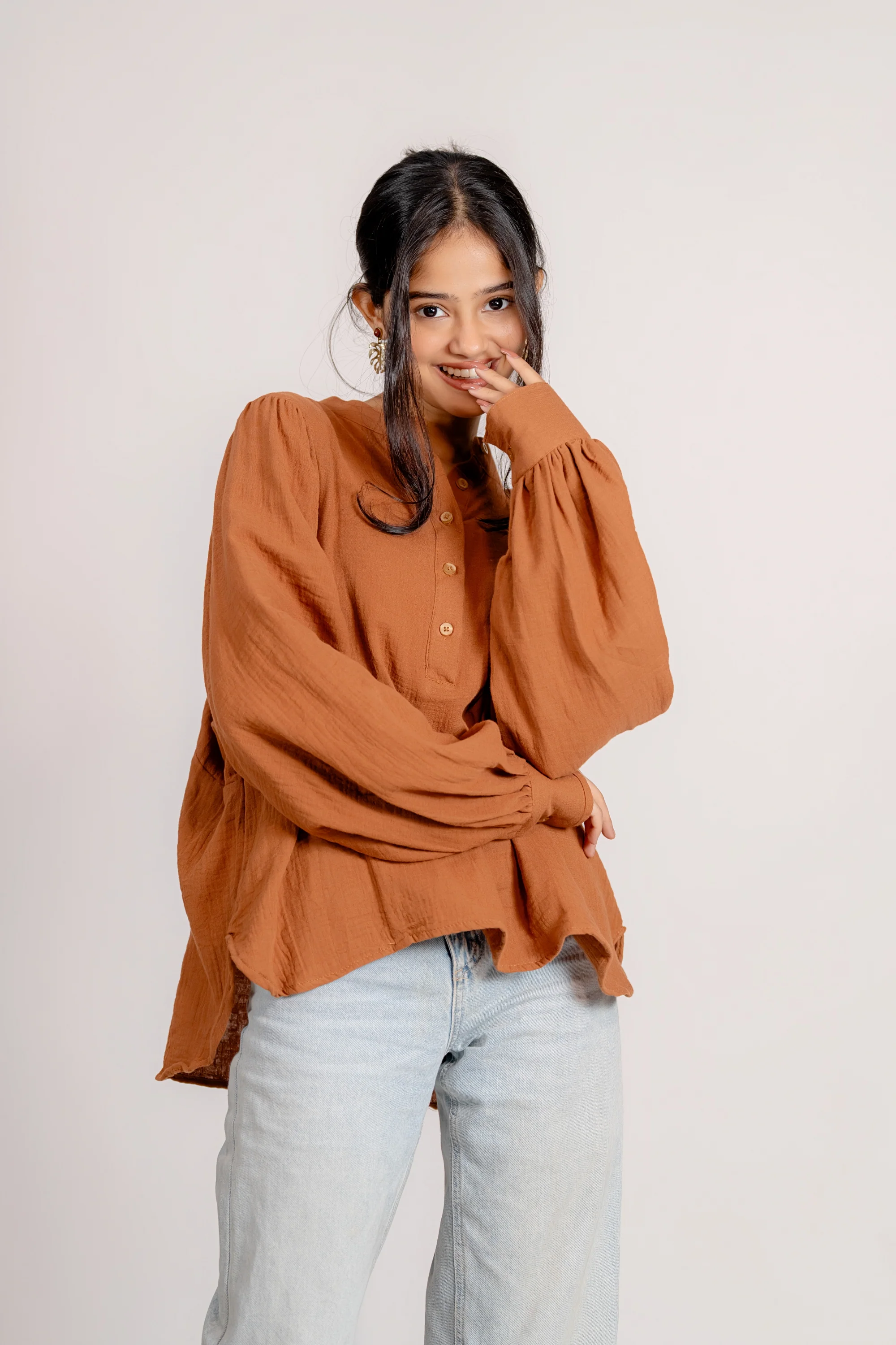 Balloon Sleeve Top in Cinnamon - Image 6