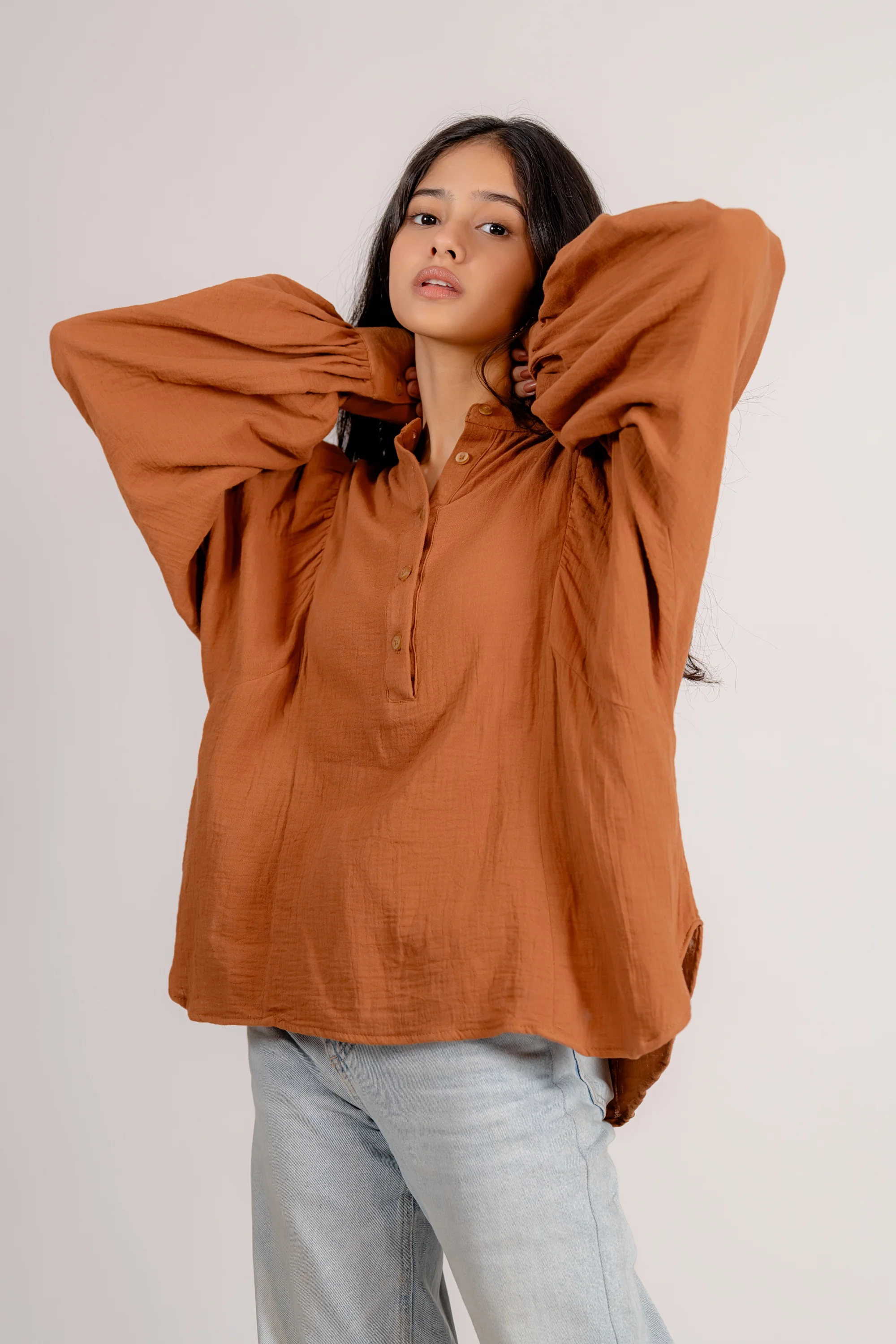Balloon Sleeve Top in Cinnamon - Image 7