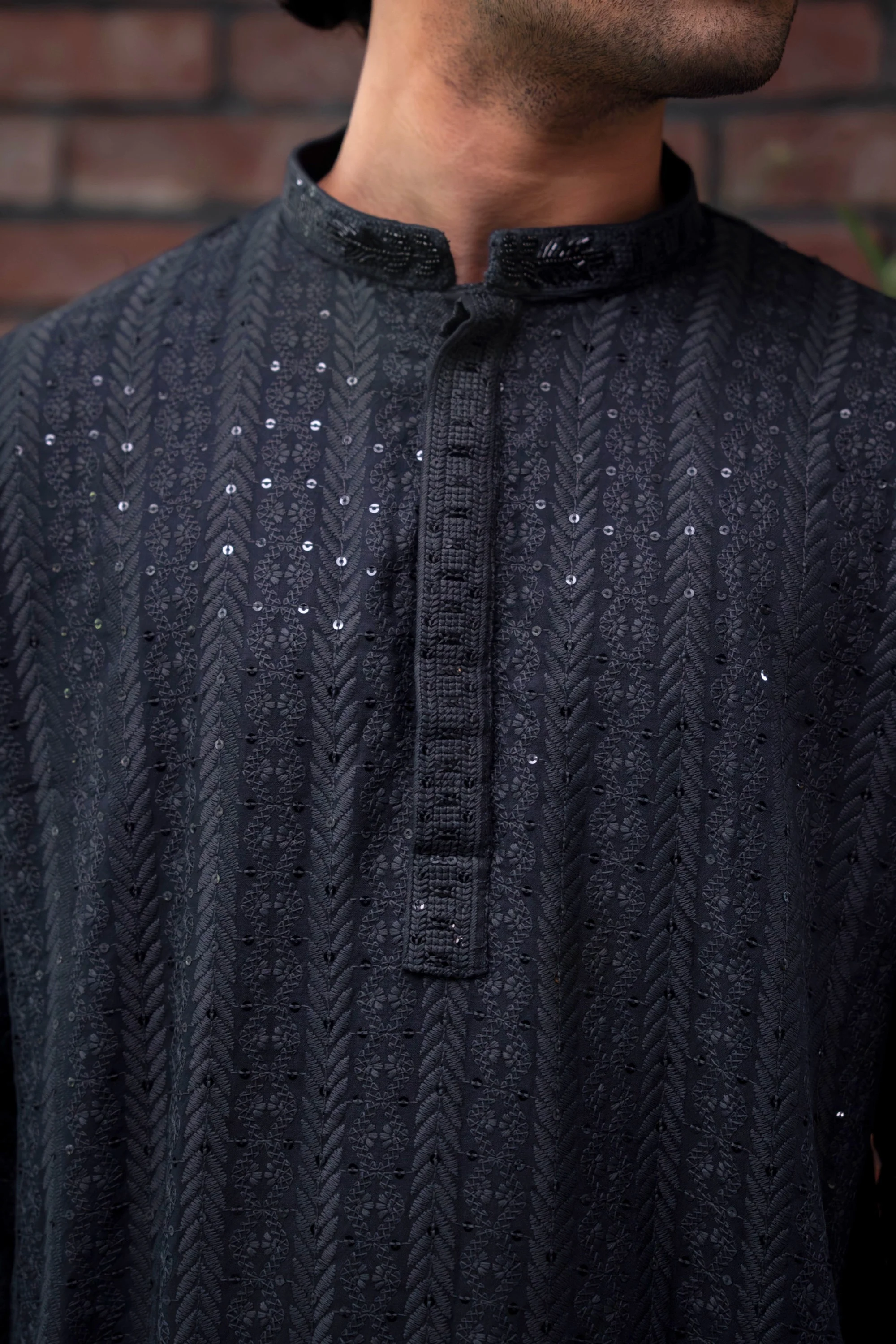 Reyaan Panjabi in Charcoal Blue - Image 4