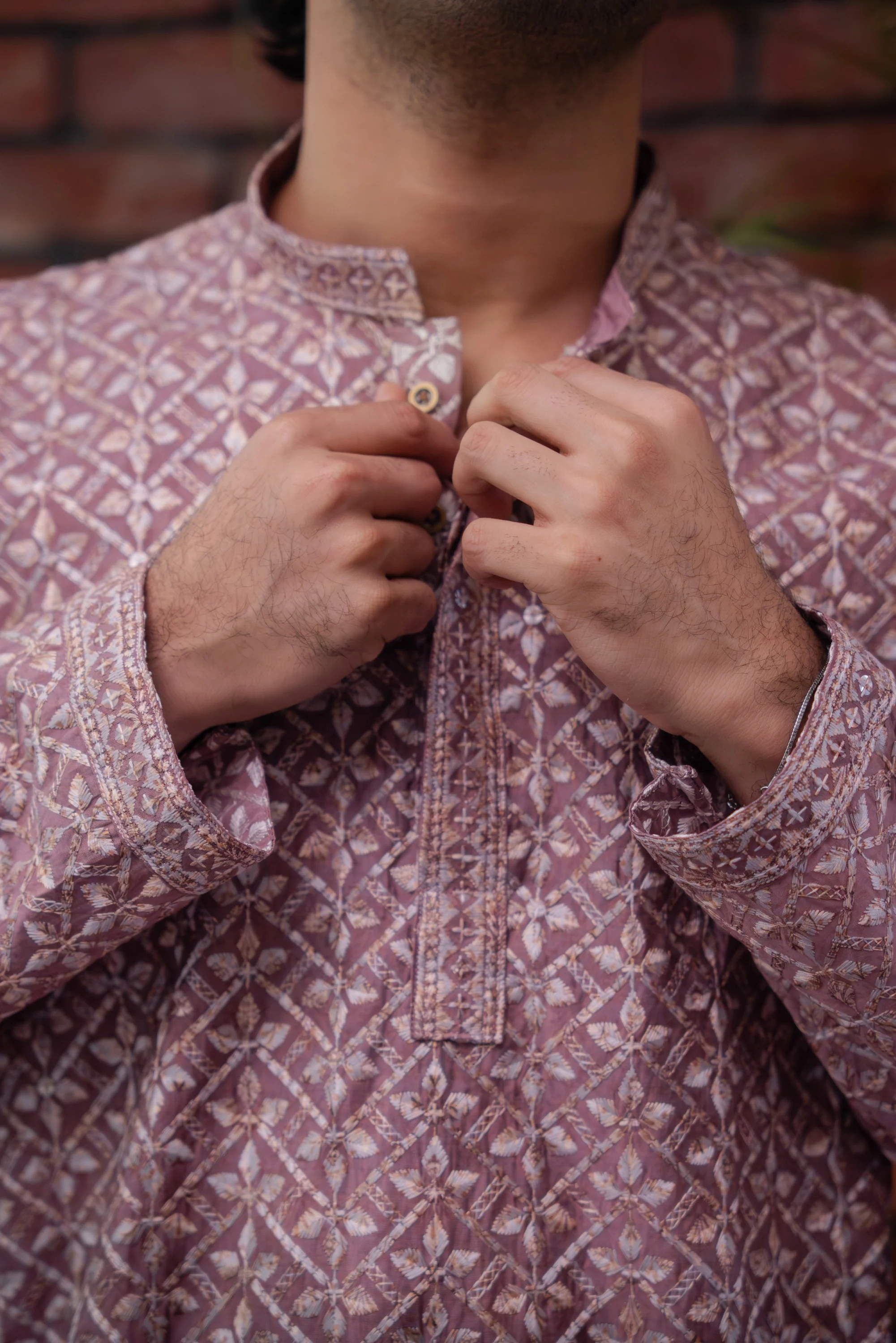 Saahir Embroidered Panjabi in Mauve Purple - Image 4