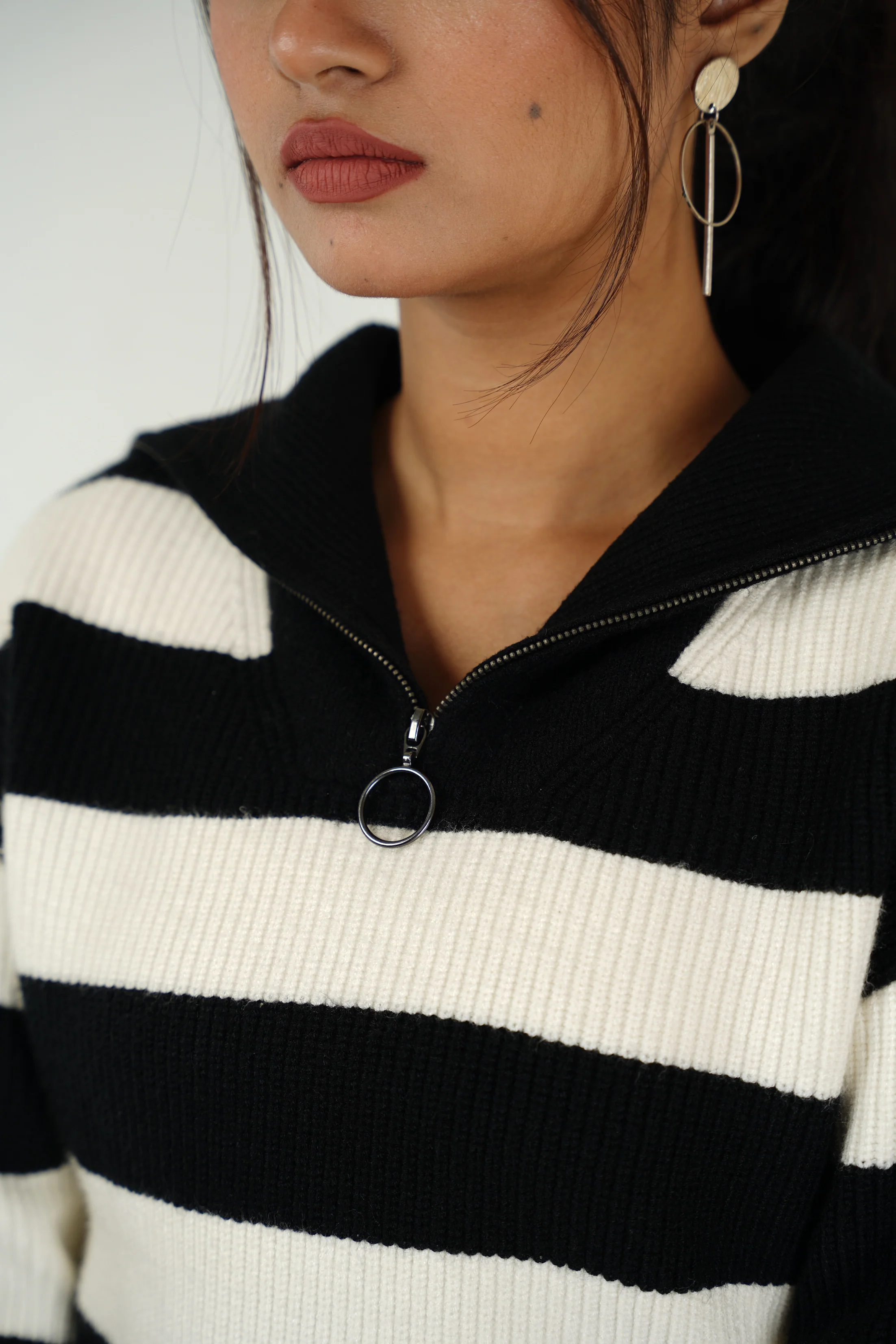 Monochrome Zip Collar Jumper - Image 4