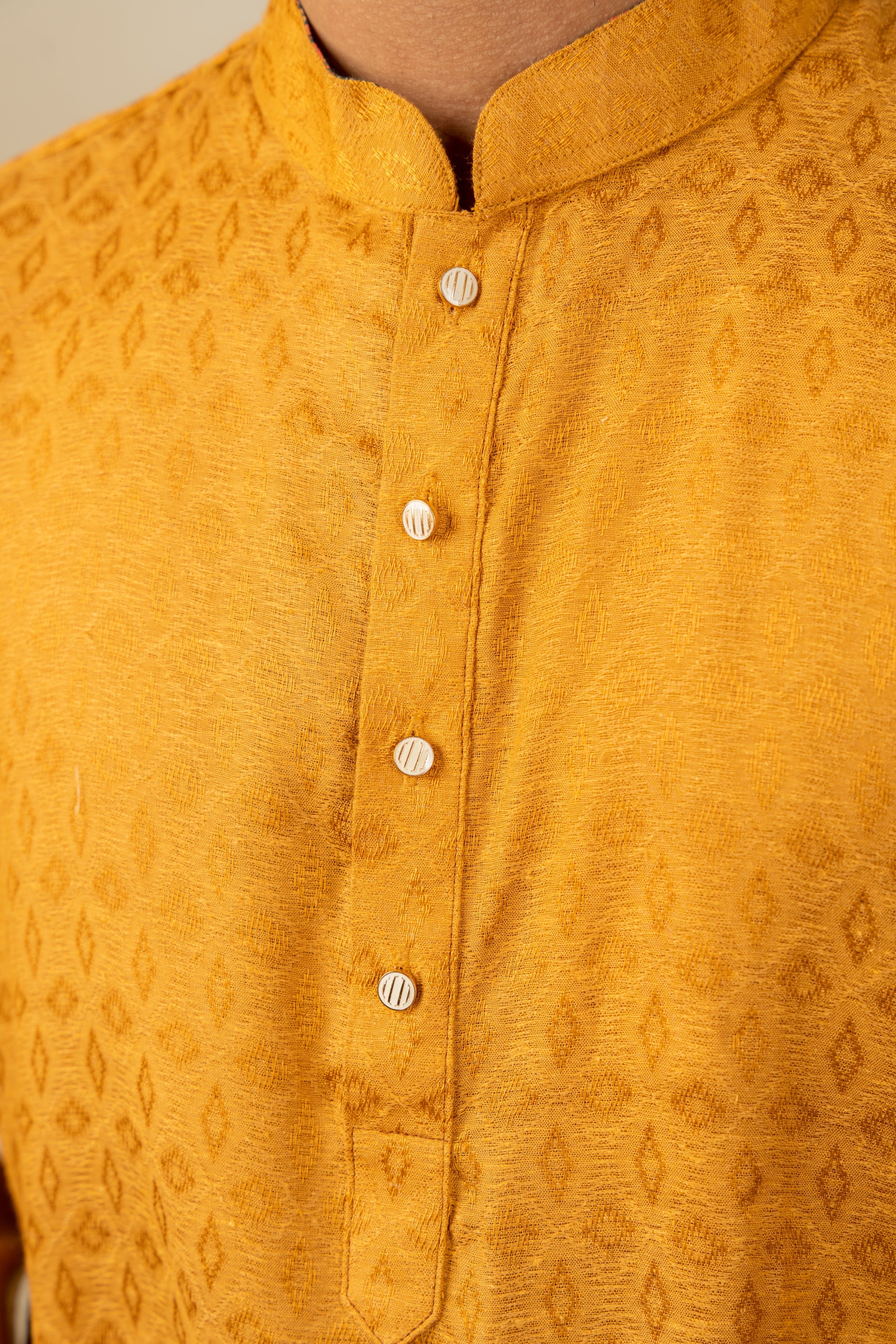 Nahyan Jacquard Panjabi in Rust Gold - Image 4