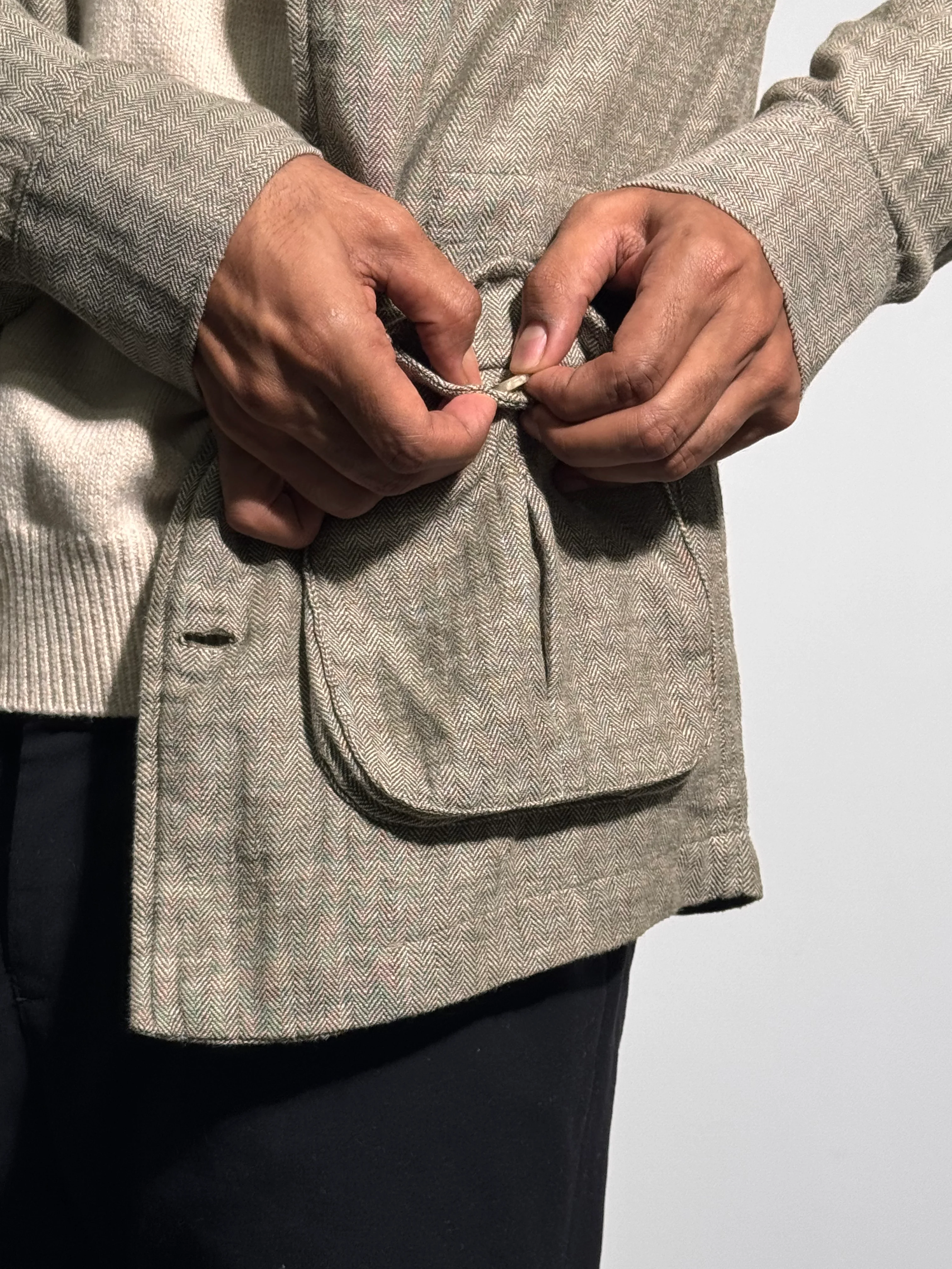 Olive Herringbone Travel Jacket - Image 4