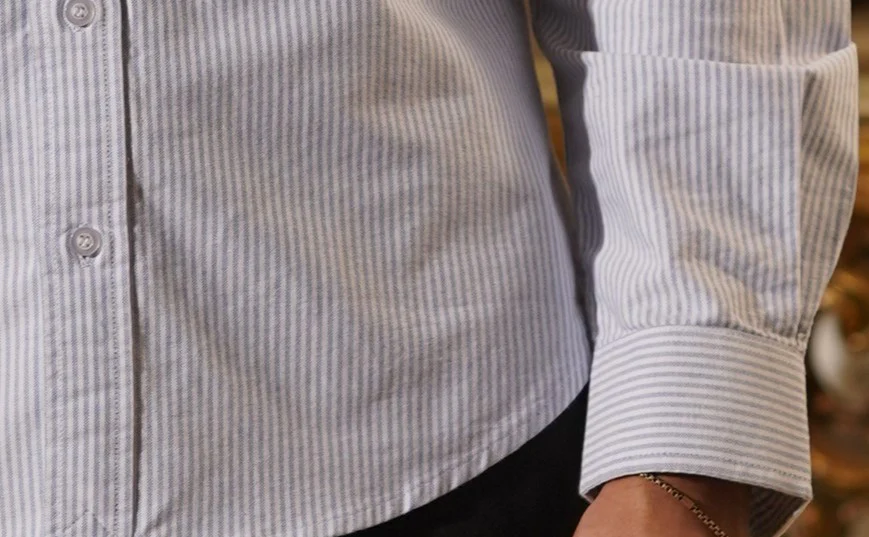 Sky Blue Striped Oxford Button Down Shirt - Image 4