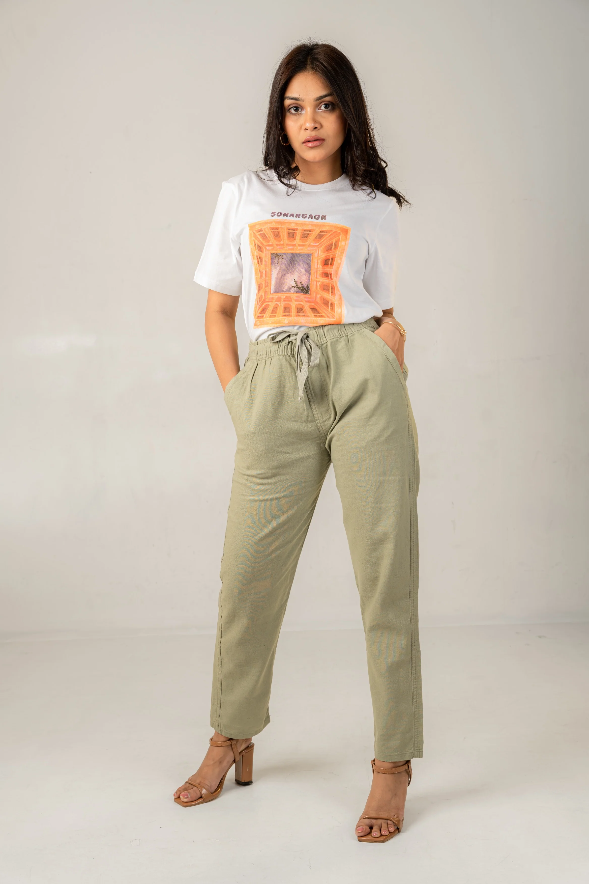 Unisex Pistachio Linen Effect Joggers - Image 3