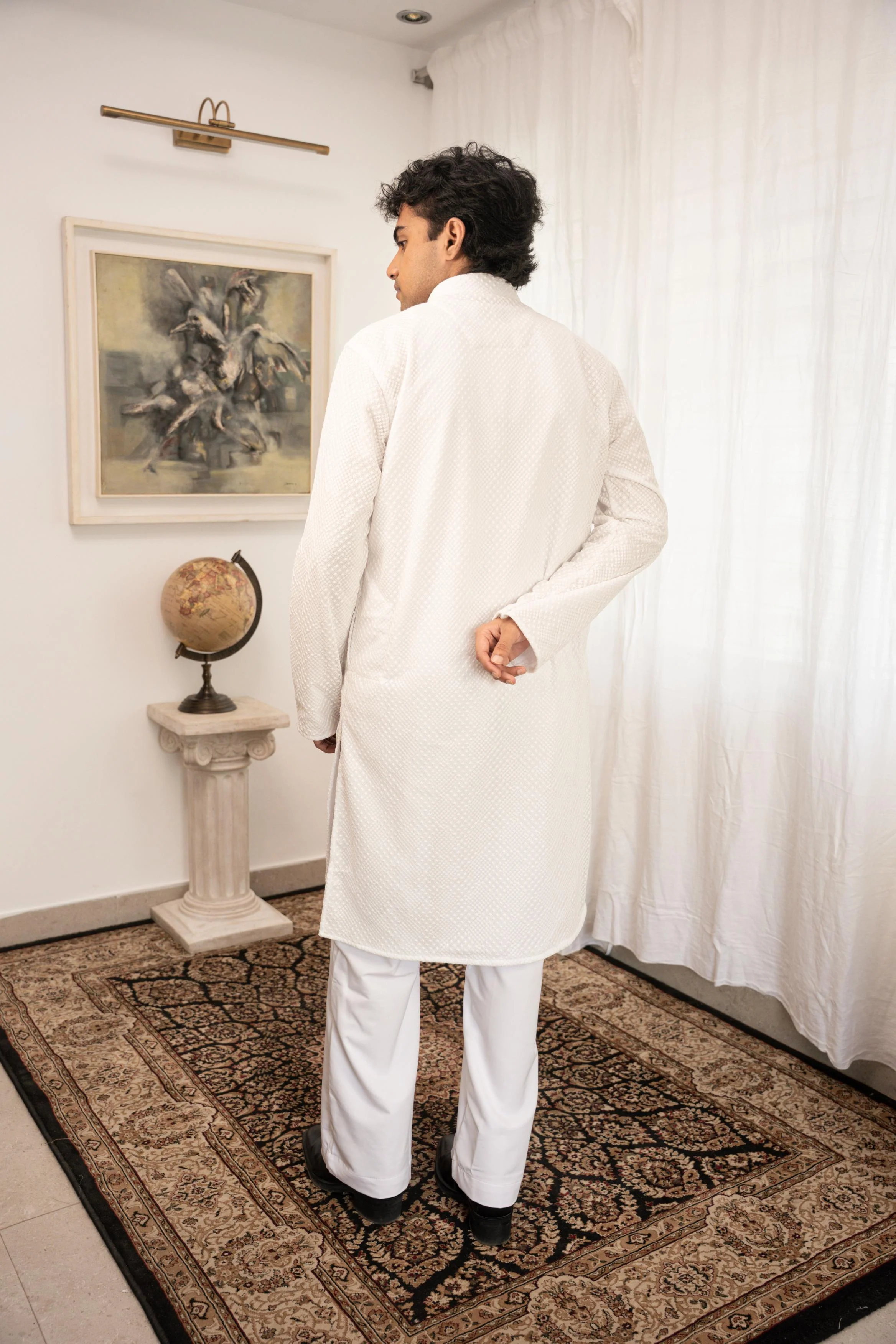 White Textured Panjabi - Image 3