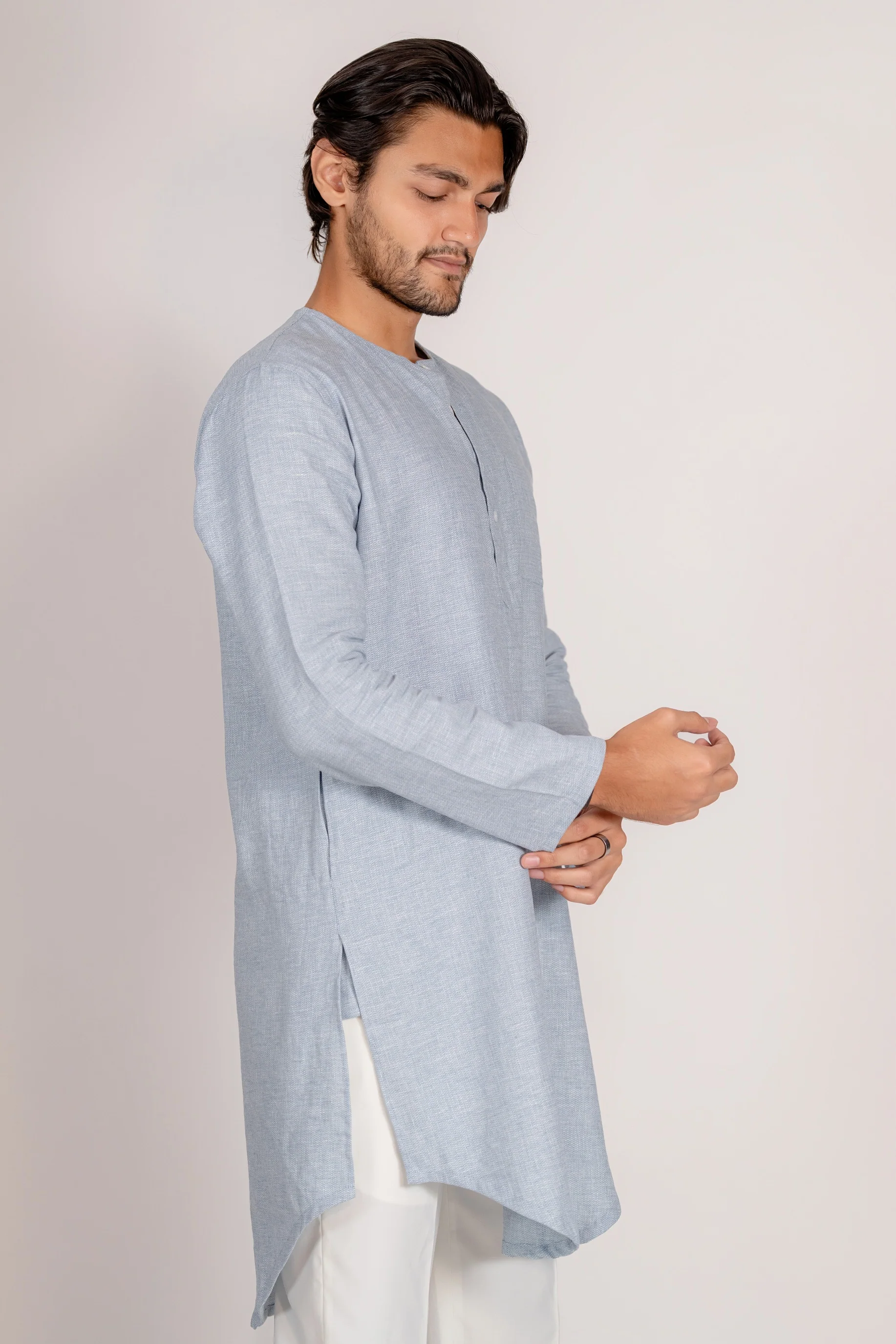 Zayyan Contemporary Kurta - Light Blue - Image 2