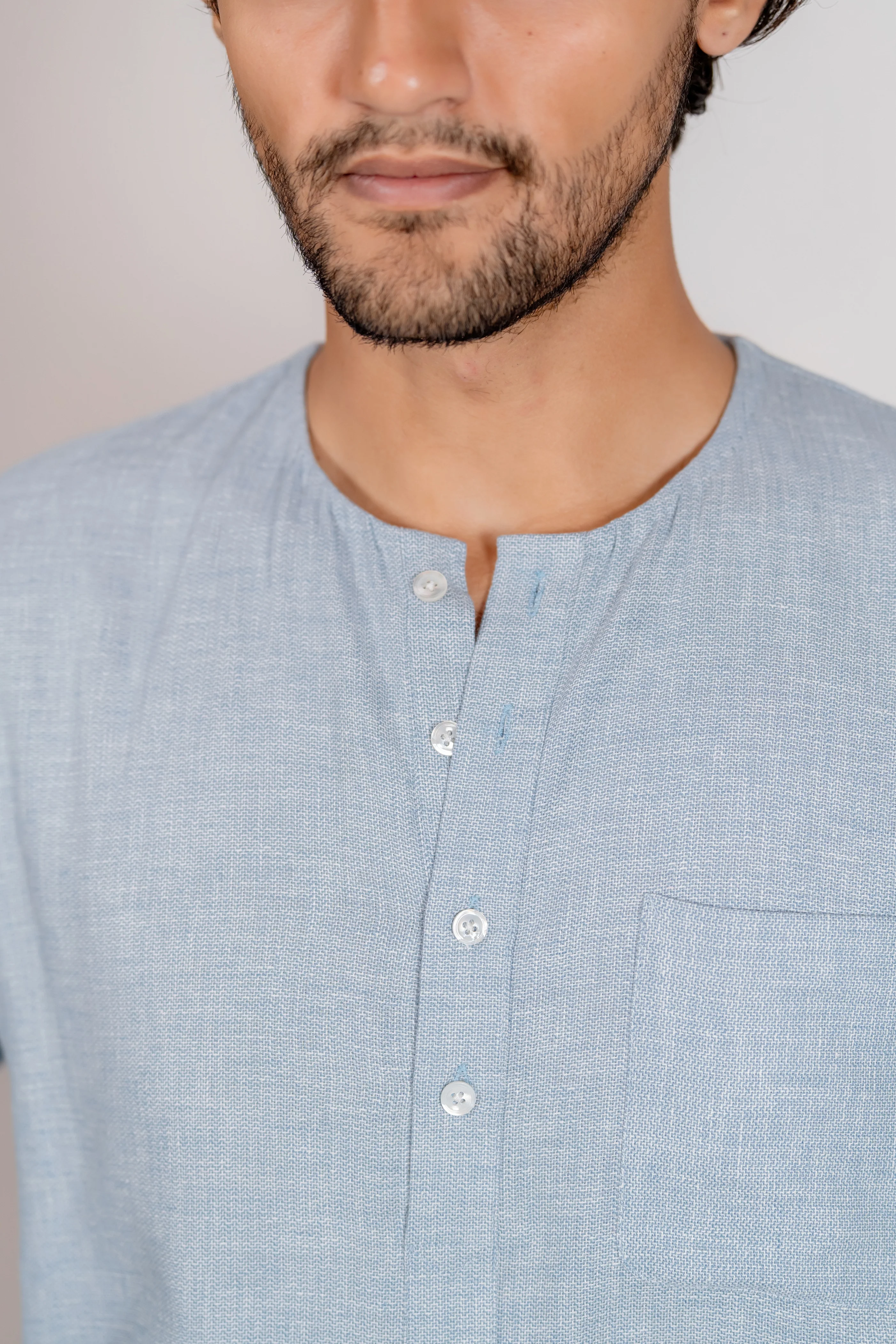 Zayyan Contemporary Kurta - Light Blue - Image 3